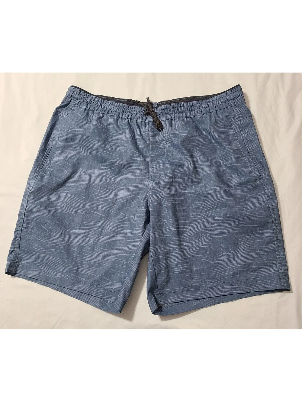 Kuhl Getaway Shorts Mens Sz Large Oceanview Wave Blue Hemp Blend Quick Dry Beach